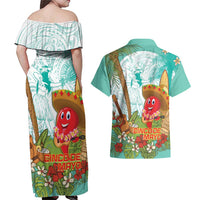 Hawaii Cinco de Mayo Couples Matching Off Shoulder Maxi Dress and Hawaiian Shirt Chili Pepper Hula Girl Tropical Vibes LT14 - Polynesian Pride