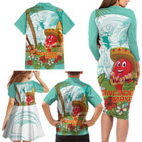 Hawaii Cinco de Mayo Family Matching Long Sleeve Bodycon Dress and Hawaiian Shirt Chili Pepper Hula Girl Tropical Vibes LT14 - Polynesian Pride
