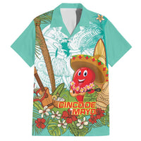Hawaii Cinco de Mayo Family Matching Off Shoulder Maxi Dress and Hawaiian Shirt Chili Pepper Hula Girl Tropical Vibes LT14 Dad's Shirt - Short Sleeve Turquoise - Polynesian Pride