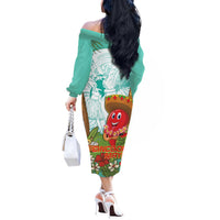 Hawaii Cinco de Mayo Off The Shoulder Long Sleeve Dress Chili Pepper Hula Girl Tropical Vibes LT14 - Polynesian Pride