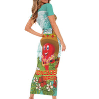 Hawaii Cinco de Mayo Short Sleeve Bodycon Dress Chili Pepper Hula Girl Tropical Vibes LT14 - Polynesian Pride