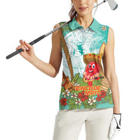 Hawaii Cinco de Mayo Women Sleeveless Polo Shirt Chili Pepper Hula Girl Tropical Vibes LT14 - Polynesian Pride
