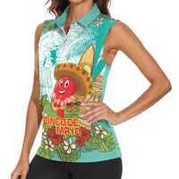 Hawaii Cinco de Mayo Women Sleeveless Polo Shirt Chili Pepper Hula Girl Tropical Vibes LT14 - Polynesian Pride