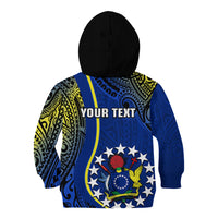 Personalised Cook Islands Kid Hoodie Mangaia Gospel Day Blue Version LT14 Zip Hoodie Blue - Polynesian Pride