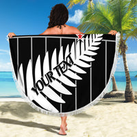 Custom New Zealand Silver Fern Cricket Beach Blanket Aotearoa Maori Go Black Cap LT14 - Polynesian Pride