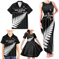 Custom New Zealand Silver Fern Cricket Family Matching Tank Maxi Dress and Hawaiian Shirt Aotearoa Maori Go Black Cap LT14 - Polynesian Pride