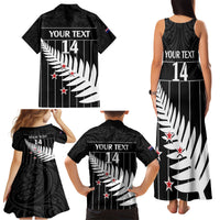 Custom New Zealand Silver Fern Cricket Family Matching Tank Maxi Dress and Hawaiian Shirt Aotearoa Maori Go Black Cap LT14 - Polynesian Pride