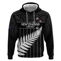 Custom New Zealand Silver Fern Cricket Hoodie Aotearoa Maori Go Black Cap LT14 Pullover Hoodie Black - Polynesian Pride