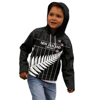 Custom New Zealand Silver Fern Cricket Kid Hoodie Aotearoa Maori Go Black Cap LT14 - Polynesian Pride