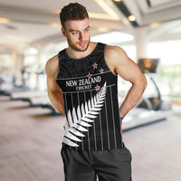 Custom New Zealand Silver Fern Cricket Men Tank Top Aotearoa Maori Go Black Cap LT14 Black - Polynesian Pride