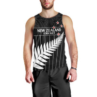 Custom New Zealand Silver Fern Cricket Men Tank Top Aotearoa Maori Go Black Cap LT14 - Polynesian Pride