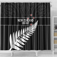 Custom New Zealand Silver Fern Cricket Shower Curtain Aotearoa Maori Go Black Cap LT14 - Polynesian Pride