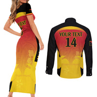 Custom Papua New Guinea Cricket Couples Matching Short Sleeve Bodycon Dress and Long Sleeve Button Shirt 2024 Go PNG LT14 - Polynesian Pride