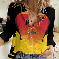 Custom Papua New Guinea Cricket Women Casual Shirt 2024 Go PNG LT14 Female Black - Polynesian Pride