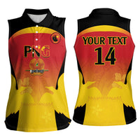 Custom Papua New Guinea Cricket Women Sleeveless Polo Shirt 2024 Go PNG LT14 - Polynesian Pride