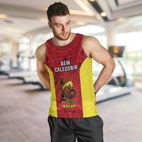 New Caledonia Rugby Men Tank Top Coat Of Arms Mix Polynesian Pattern LT14 - Polynesian Pride