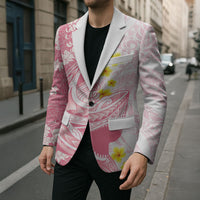 Pink Hawaii Shark Tattoo Blazer Puakenikeni Lei Plumeria Polynesian Pattern