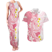 Pink Hawaii Shark Tattoo Couples Matching Tank Maxi Dress and Hawaiian Shirt Puakenikeni Lei Plumeria Polynesian Pattern LT14 Pink - Polynesian Pride