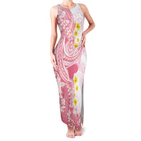 Pink Hawaii Shark Tattoo Family Matching Tank Maxi Dress and Hawaiian Shirt Puakenikeni Lei Plumeria Polynesian Pattern LT14 Mom's Dress Pink - Polynesian Pride