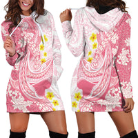 Pink Hawaii Shark Tattoo Hoodie Dress Puakenikeni Lei Plumeria Polynesian Pattern LT14 - Polynesian Pride