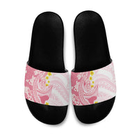 Pink Hawaii Shark Tattoo Slide Sandals Puakenikeni Lei Plumeria Polynesian Pattern