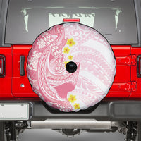 Pink Hawaii Shark Tattoo Spare Tire Cover Puakenikeni Lei Plumeria Polynesian Pattern