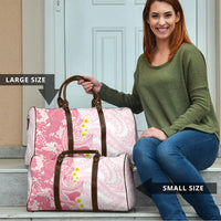 Pink Hawaii Shark Tattoo Travel Bag Puakenikeni Lei Plumeria Polynesian Pattern