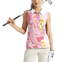 Pink Hawaii Shark Tattoo Women Sleeveless Polo Shirt Puakenikeni Lei Plumeria Polynesian Pattern LT14 - Polynesian Pride