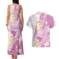 Purple Hawaii Shark Tattoo Couples Matching Tank Maxi Dress and Hawaiian Shirt Puakenikeni Lei Plumeria Polynesian Pattern LT14 - Polynesian Pride