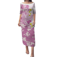Purple Hawaii Shark Tattoo Family Matching Puletasi and Hawaiian Shirt Puakenikeni Lei Plumeria Polynesian Pattern LT14 Mom's Dress Purple - Polynesian Pride