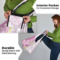 Purple Hawaii Shark Tattoo Grocery Bag Puakenikeni Lei Plumeria Polynesian Pattern