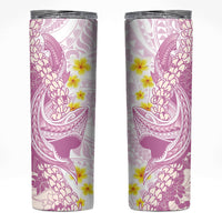 Purple Hawaii Shark Tattoo Skinny Tumbler Puakenikeni Lei Plumeria Polynesian Pattern LT14 Purple - Polynesian Pride
