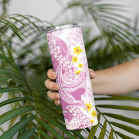 Purple Hawaii Shark Tattoo Skinny Tumbler Puakenikeni Lei Plumeria Polynesian Pattern LT14 - Polynesian Pride