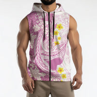 Purple Hawaii Shark Tattoo Sleeveless Zip Hoodie Puakenikeni Lei Plumeria Polynesian Pattern LT14 - Polynesian Pride