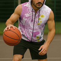 Purple Hawaii Shark Tattoo Sleeveless Zip Hoodie Puakenikeni Lei Plumeria Polynesian Pattern LT14 - Polynesian Pride
