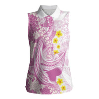 Purple Hawaii Shark Tattoo Women Sleeveless Polo Shirt Puakenikeni Lei Plumeria Polynesian Pattern LT14 Female Purple - Polynesian Pride