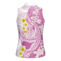Purple Hawaii Shark Tattoo Women Sleeveless Polo Shirt Puakenikeni Lei Plumeria Polynesian Pattern LT14 - Polynesian Pride