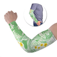 Green Hawaii Shark Tattoo Arm Sleeves Puakenikeni Lei Plumeria Polynesian Pattern