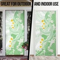 Green Hawaii Shark Tattoo Door Cover Puakenikeni Lei Plumeria Polynesian Pattern
