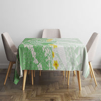 Green Hawaii Shark Tattoo Tablecloth Puakenikeni Lei Plumeria Polynesian Pattern