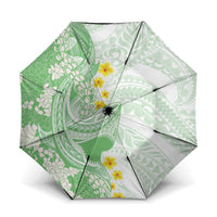 Green Hawaii Shark Tattoo Umbrella Puakenikeni Lei Plumeria Polynesian Pattern
