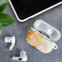 Orange Hawaii Shark Tattoo AirPods Case Puakenikeni Lei Plumeria Polynesian Pattern