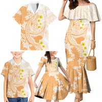 Orange Hawaii Shark Tattoo Family Matching Mermaid Dress and Hawaiian Shirt Puakenikeni Lei Plumeria Polynesian Pattern LT14 - Polynesian Pride