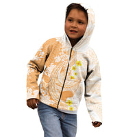 Orange Hawaii Shark Tattoo Kid Hoodie Puakenikeni Lei Plumeria Polynesian Pattern