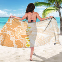 Orange Hawaii Shark Tattoo Sarong Puakenikeni Lei Plumeria Polynesian Pattern