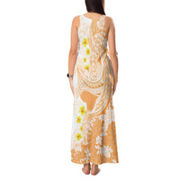 Orange Hawaii Shark Tattoo Tank Maxi Dress Puakenikeni Lei Plumeria Polynesian Pattern