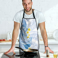 Blue Hawaii Shark Tattoo Apron Puakenikeni Lei Plumeria Polynesian Pattern
