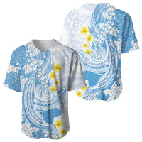 Blue Hawaii Shark Tattoo Baseball Jersey Puakenikeni Lei Plumeria Polynesian Pattern