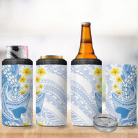 Blue Hawaii Shark Tattoo 4 in 1 Can Cooler Tumbler Puakenikeni Lei Plumeria Polynesian Pattern LT14 - Polynesian Pride