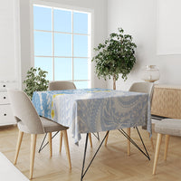 Blue Hawaii Shark Tattoo Tablecloth Puakenikeni Lei Plumeria Polynesian Pattern